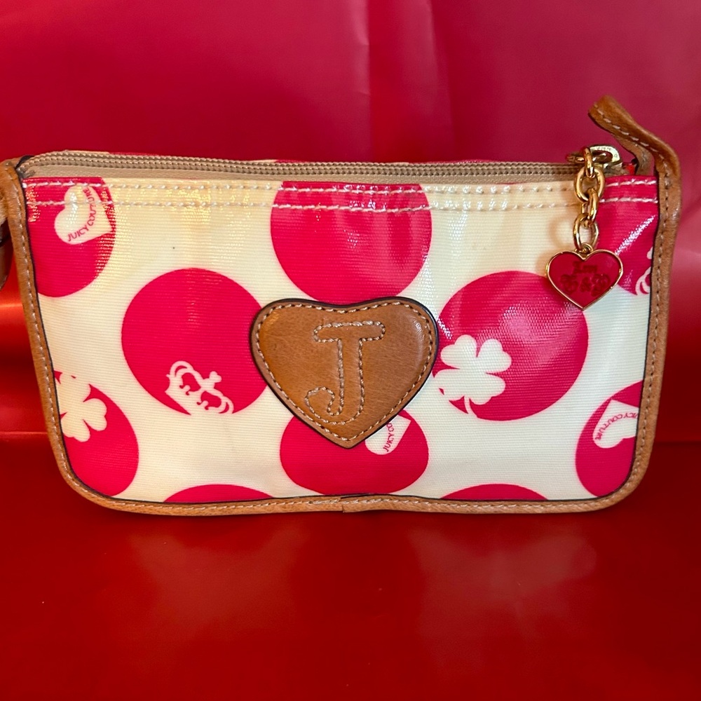 Juicy Couture Pink and White Wristlet